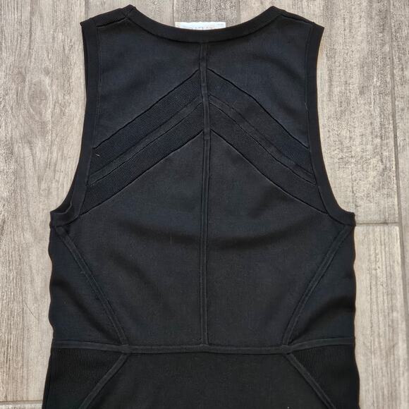 A.L.C. Kerry Ponte Knit Fit-and-Flare Dress Womens M Black Workwear Chic Minimal - Picture 8 of 10